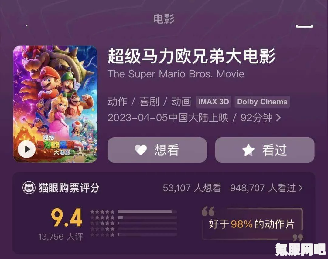 超级马力欧兄弟大电影的豆瓣评分解析