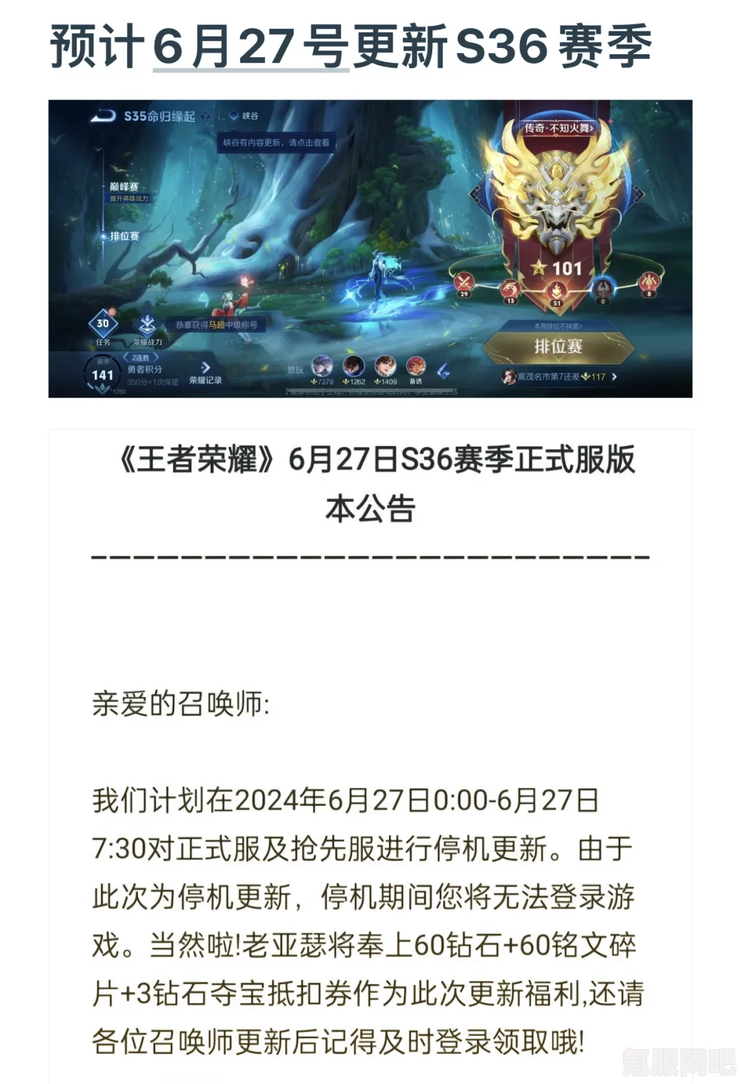 王者荣耀S36赛季开始时间详解与更新预告