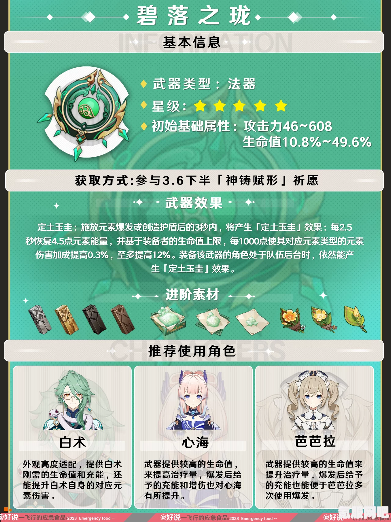 原神碧落之珑属性深度解析及满级面板概览