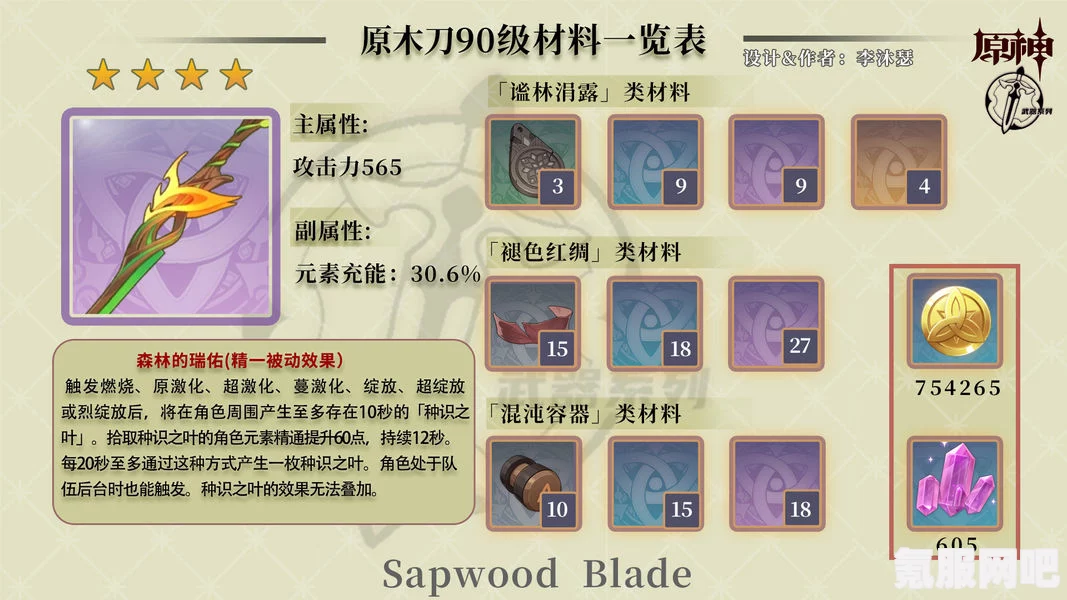 原神原木刀武器详解，属性、效果及适用角色一览