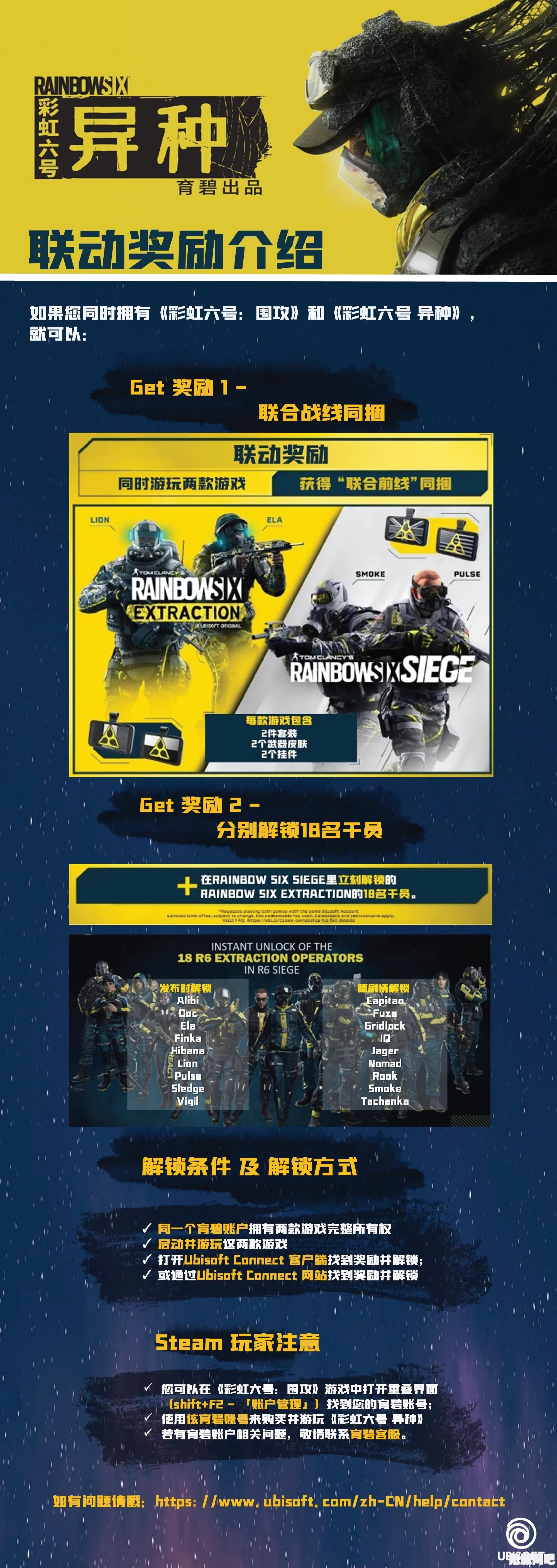 彩虹六号，异种联动奖励一览
