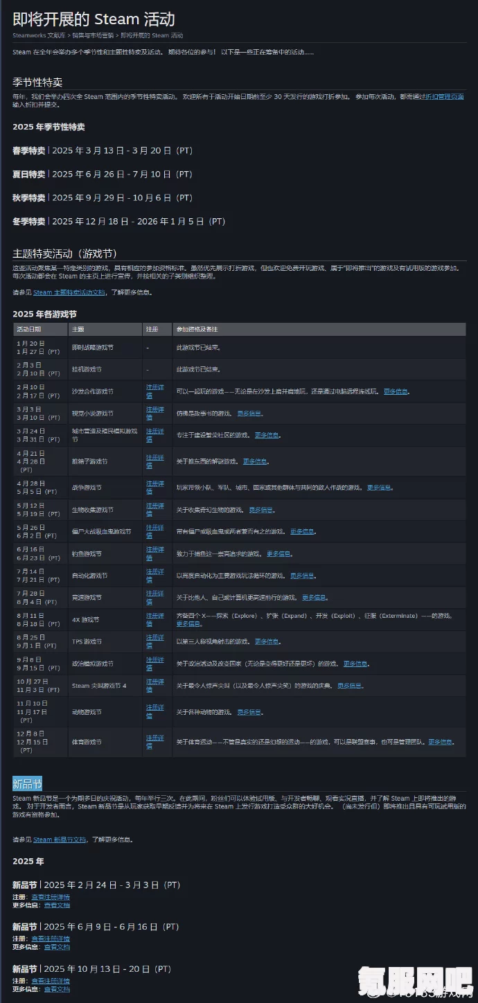 Steam官方特卖及游戏节日程分享（XXXX年）