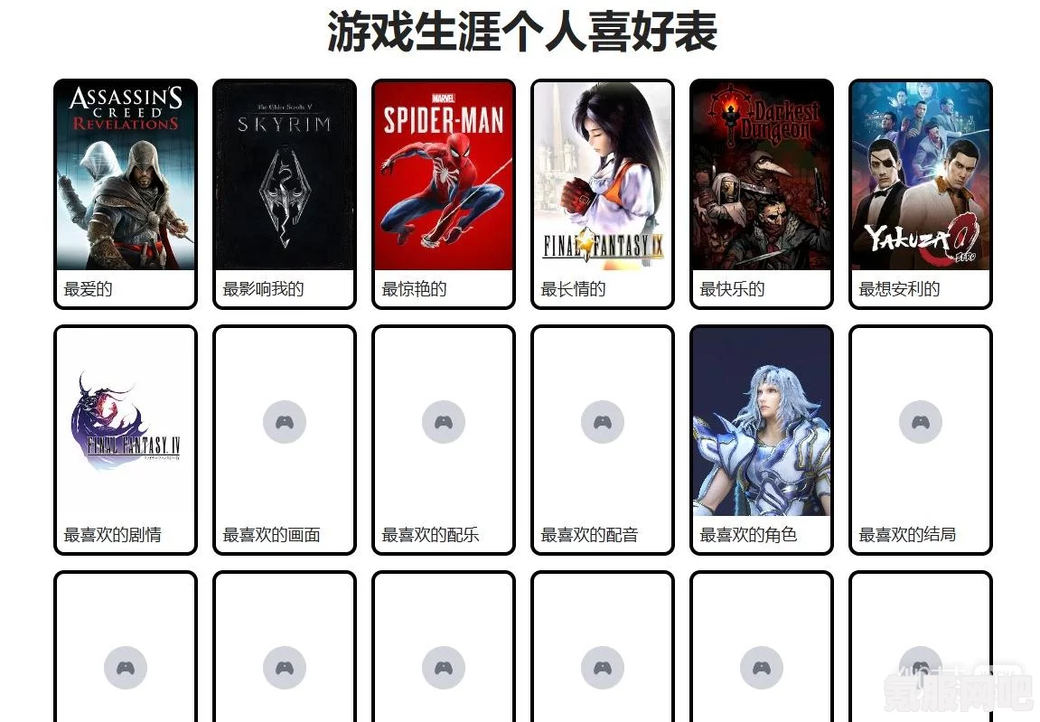 游戏生涯个人喜好表的撰写方法与网站推荐